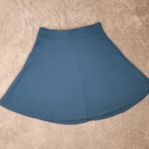 Mini Skirt Blue  Pull On Flared Casual Style